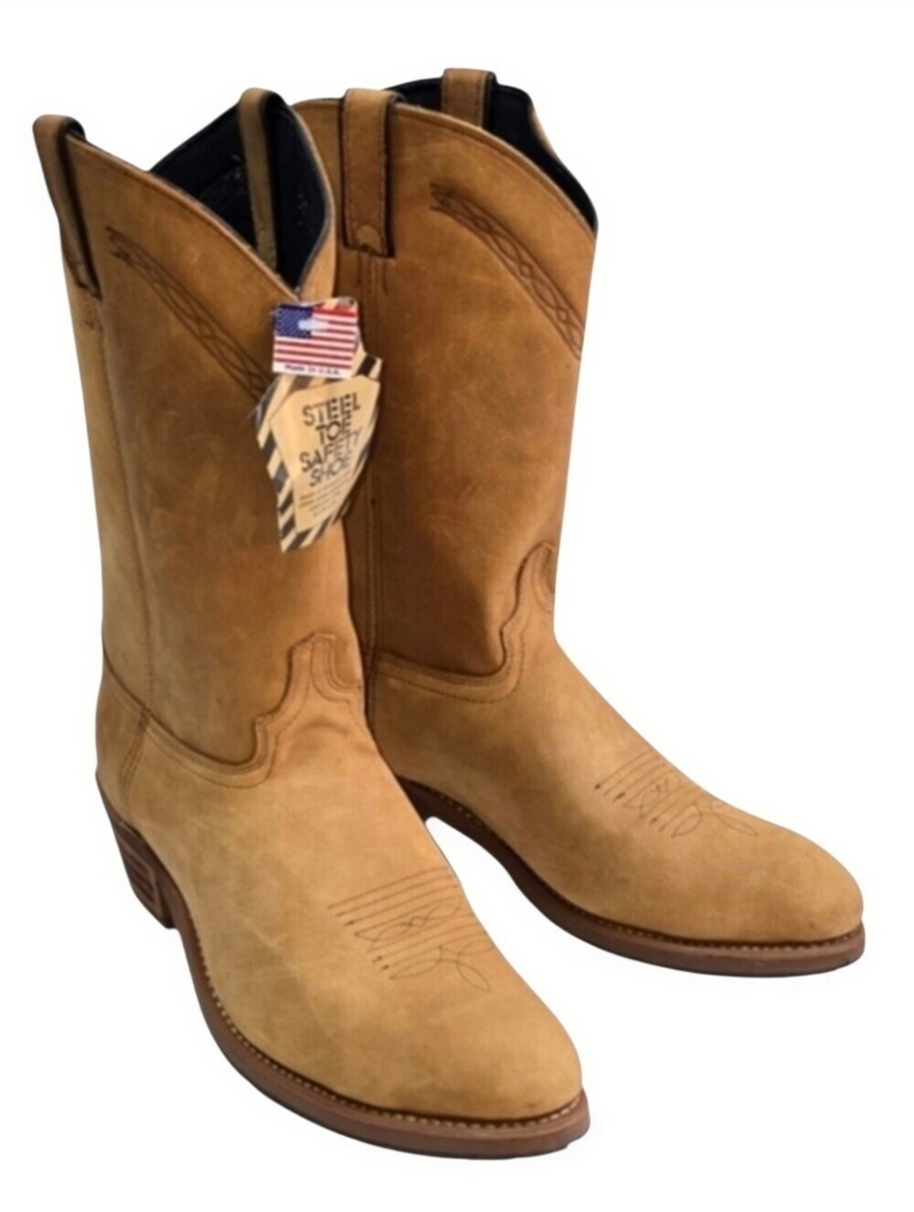 Abilene Rocky Ridge Western Pull On Leather Work Boots Safety Toe Rugged 13Wide